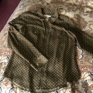 Michael Kors Black Zip Up Blouse.